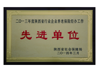 2013年獲得陜西省行業企業養老保險經辦工作“先進單位”